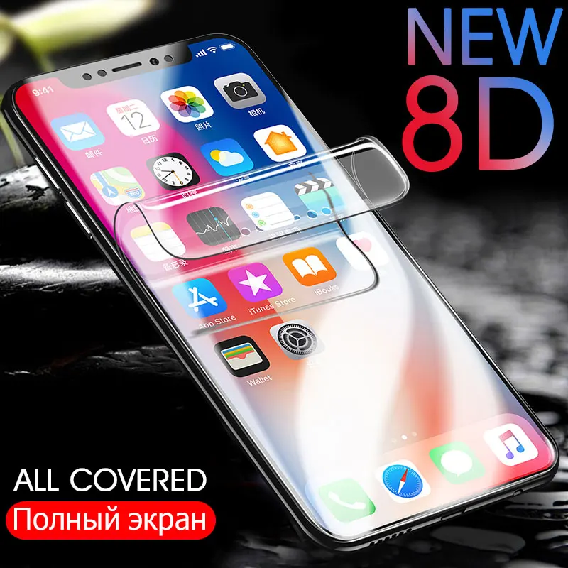 

8D Soft Full Cover Screen Protector For iPhone 6 6S 7 8 Plus X Hydrogel Film For iPhone 7 8 6 Plus Film Not Tempered Glass