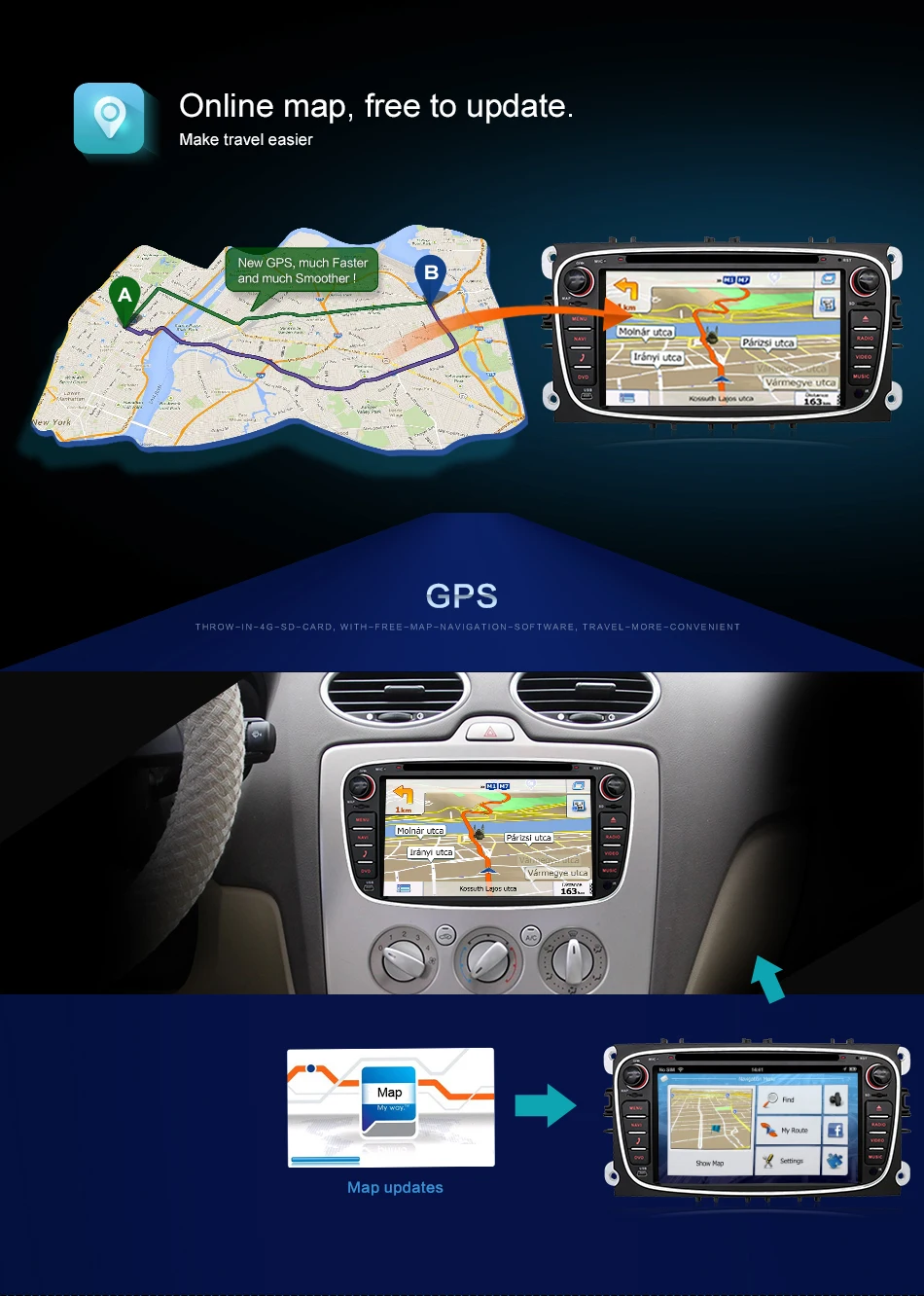 Perfect Bosion Android 9.0 Car Multimedia Player GPS 2 Din Octa Core car dvd for FORD/Focus/S-MAX/Mondeo/C-MAX/Galaxy wifi car radio GPS 11