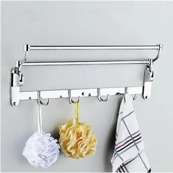 

Homedec Stainless Steel Bath Towel Rack Bathroom Shelf with Double Towel Bar Hook