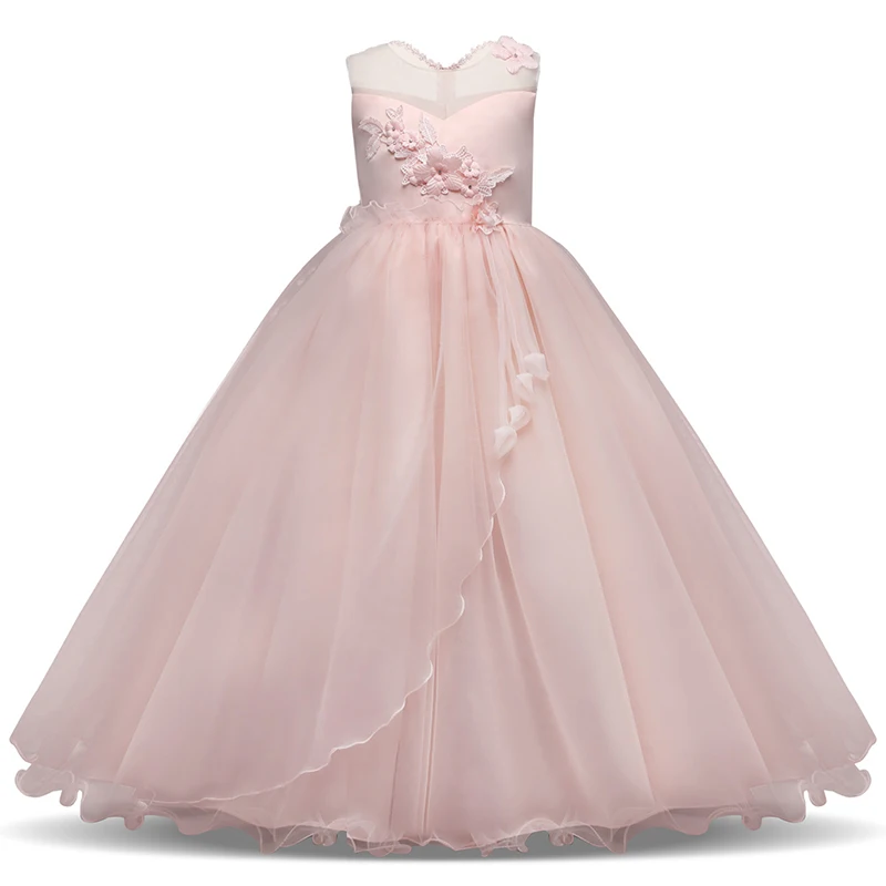 Свадебное платье с цветочным узором для девочек; элегантное детское праздничное платье принцессы; Vestidos; Детские платья для девочек; одежда для рождественской вечеринки; длинное платье для подростков