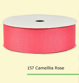 

3/8" inch 9mm) Camelllia Rose grosgrain ribbon with gold purl