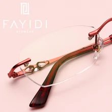 Сплав Для женщин Оптические очки с оправой с диоптриями в стиле ретро Брендовая Дизайнерская обувь прозрачный безободковая оправа# F124
