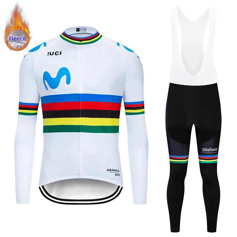 

UCI 2019 Men's Winter Cycling Jersey Set Ropa Ciclismo Invierno Thermal Fleece bicycle MTB bike jersey 9D padded bib pants kit