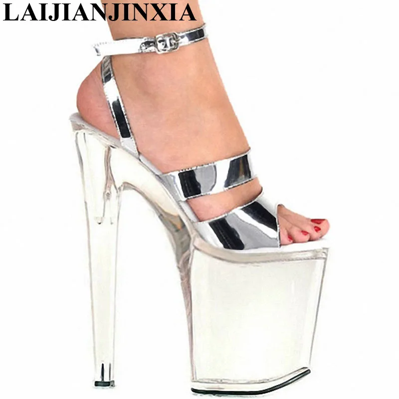 LAIJIANJINXIA/Новая пикантная женская обувь на очень высоком каблуке 8 дюймов Босоножки на платформе пикантные Клубные туфли на высоком каблуке 20 см; экзотическая модная обувь - Цвет: E075