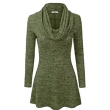 Новая весенне-осенняя женская футболка большого размера Повседневный пуловер с оборками и длинными рукавами зимняя женская футболка с воротником-стойкой больших размеров D875