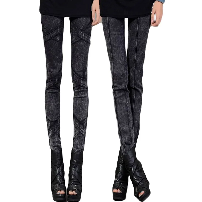 

M-XXXXL Large Size 3D Pattern Elastic Waist Snowflake Denim Leggings Small Feet leggins Jeans Nouveaute Vetement Femme BG460