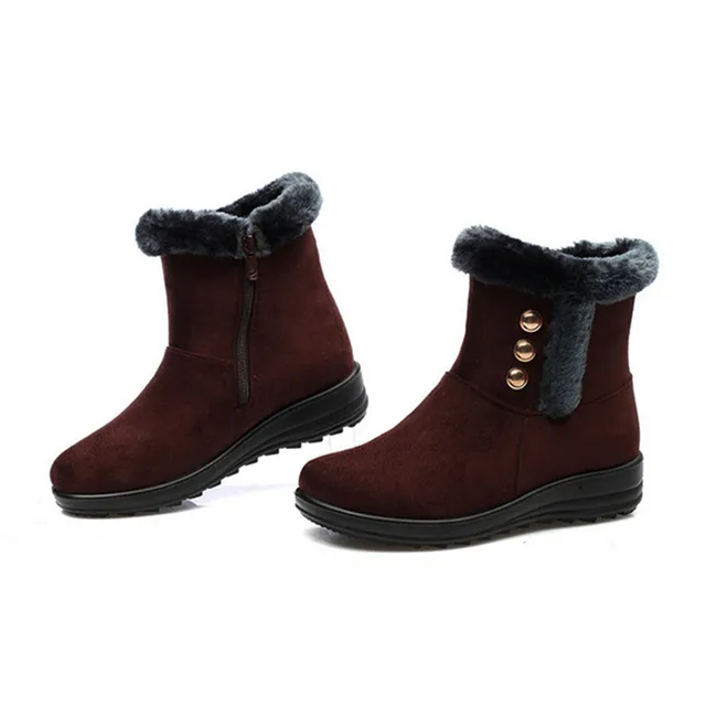 New women shoes elderly waterproof snow boots women winter fur wedge