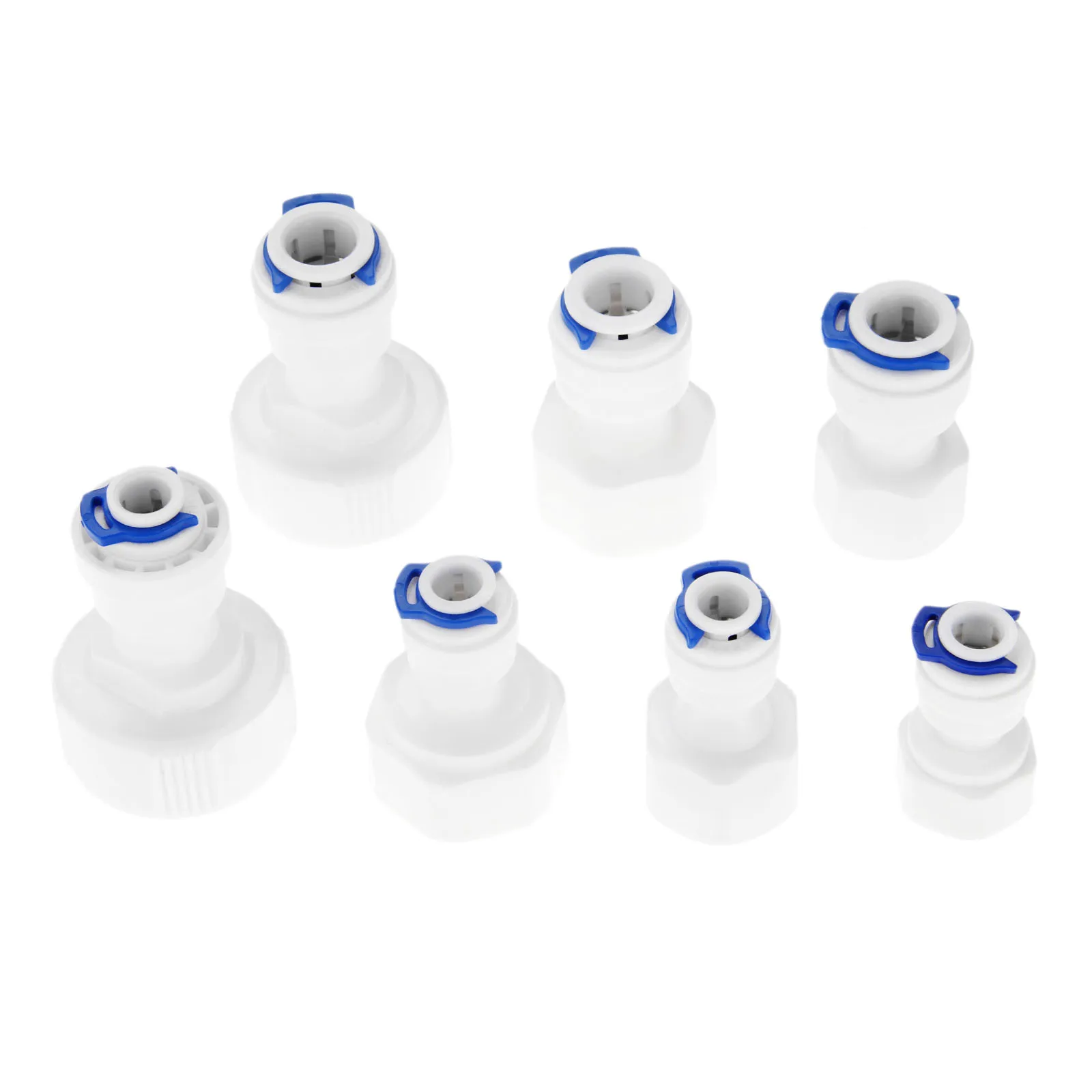 2Pcs 1/4" 3/8" OD Hose Reverse Osmosis RO Water System Fitting 1/4" 1/2" 1" 3/8" Female Thread Plastic Pipe Quick Connectors