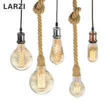 LARZI Винтаж Эдисон лампы 220V подвесной светильник в стиле ретро E27 40 Вт накаливания светильник A19 A60 ST64 T10 T45 T185 G80 G95 нити светильник лампочка
