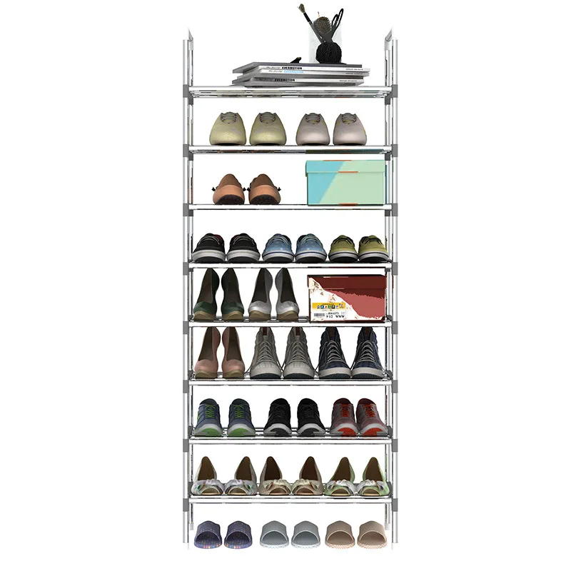9 Tier Iron Shoe Rack with Handrail Simple Assembled Hallway Shoes Shelf Standing Furniture Saving Space Shoe Organizer