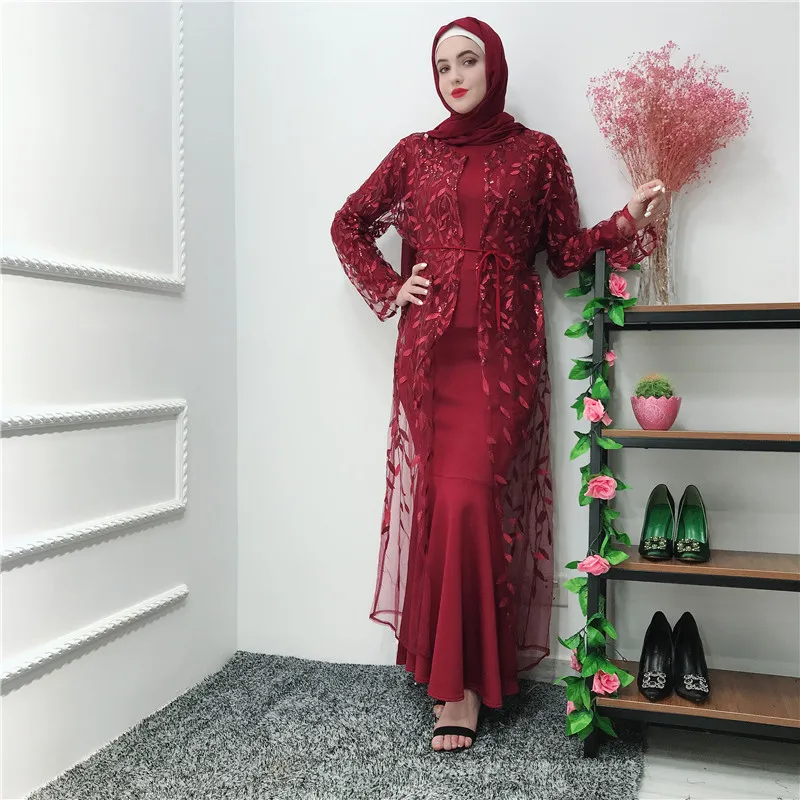 Роскошная мусульманская вышивка abaya длинные платья кардиган-кимоно открытые длинные халаты Jubah Ближний Восток Eid Рамадан исламский