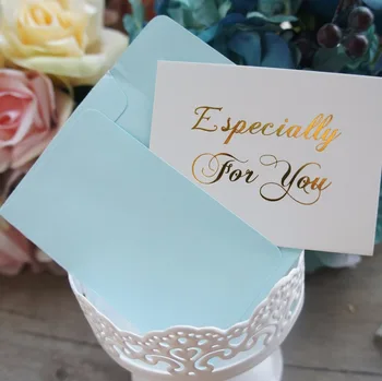 

25pcs Mini especially for you Card gold with blue envelope multi-use Scrapbooking DIY Decoration party invitation gift card