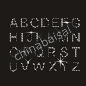 

25 Pieces/Lot Factory Price Alphabet Rhinestone Transfer Designs for Shirt
