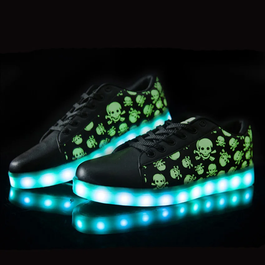 

2017 Hot Sale Unisex Led Shoes For Adults LED Casual USB Glowing Higth Quality Shoes Lace Up couple Luminous Shoes 80 ZYH