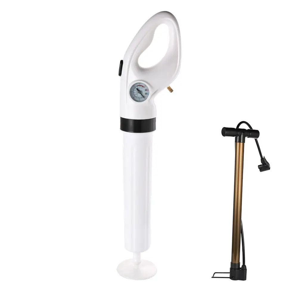 

Inflatable Pipe Plunger Air Pressure Pump Drain Sewer Toilet Sink Dredging Device with Pressure Gauge Manual Cleaner Kit