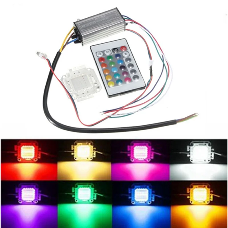 

LED RGB Chip 10W 20W 30W 50W High Power Colorful LED COB Chip with LED waterproof Driver and Remote Control for led floodlight