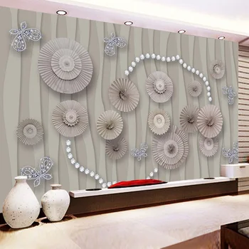 

3d papel Mural Crystal Butterfly Umbrella 3d Stereo Flower Wallpaper mural 3d wall Mural for Background Room 5d Photo Wall paper