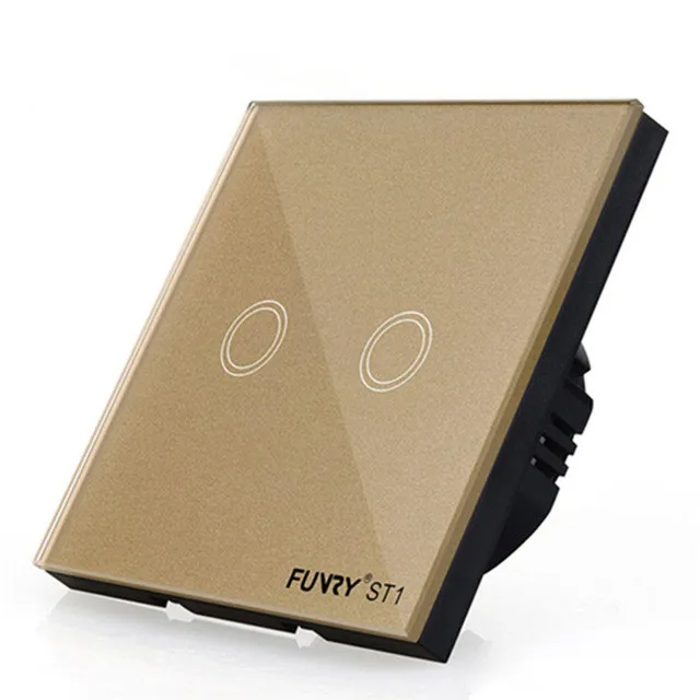  FUNRY EU Standard 2 Gang 1 Way Touch Switch Fireproof Crystal Glass Switch Panel LED Smart Home Lig - 32833492625