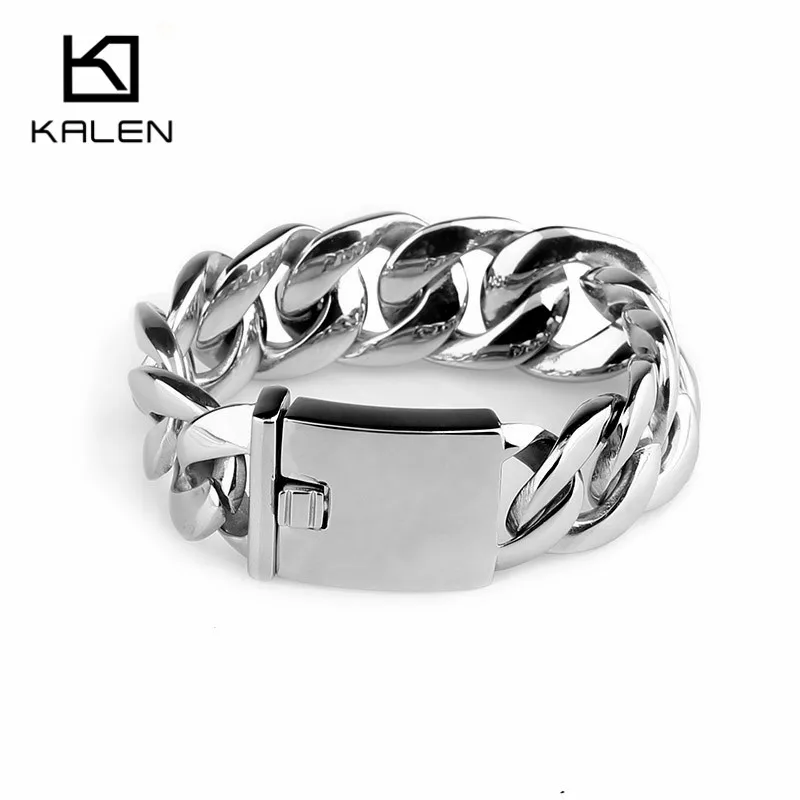 

Kalen Men's Jewelry Heavy Chunky Cuban Link Chain Bracelets Stainless Steel High Polished Statement Bracelet Accessories Gift
