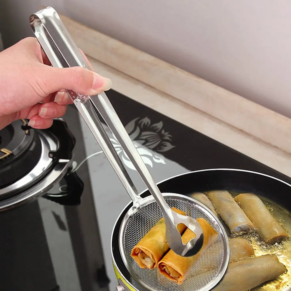 

Multi-functional Stainles Steel Filter Spoon With Clip Food Kitchen Stainless Steel Oil-Frying Skimmers Salad BBQ Filter