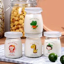 1 шт 100-200 мл бутылка для пудинга стеклянная лента для пудинга желе чашка для Молока бутылка для выпечки Мусса чашка для желаний испечь Мультяшные животные сделай сам