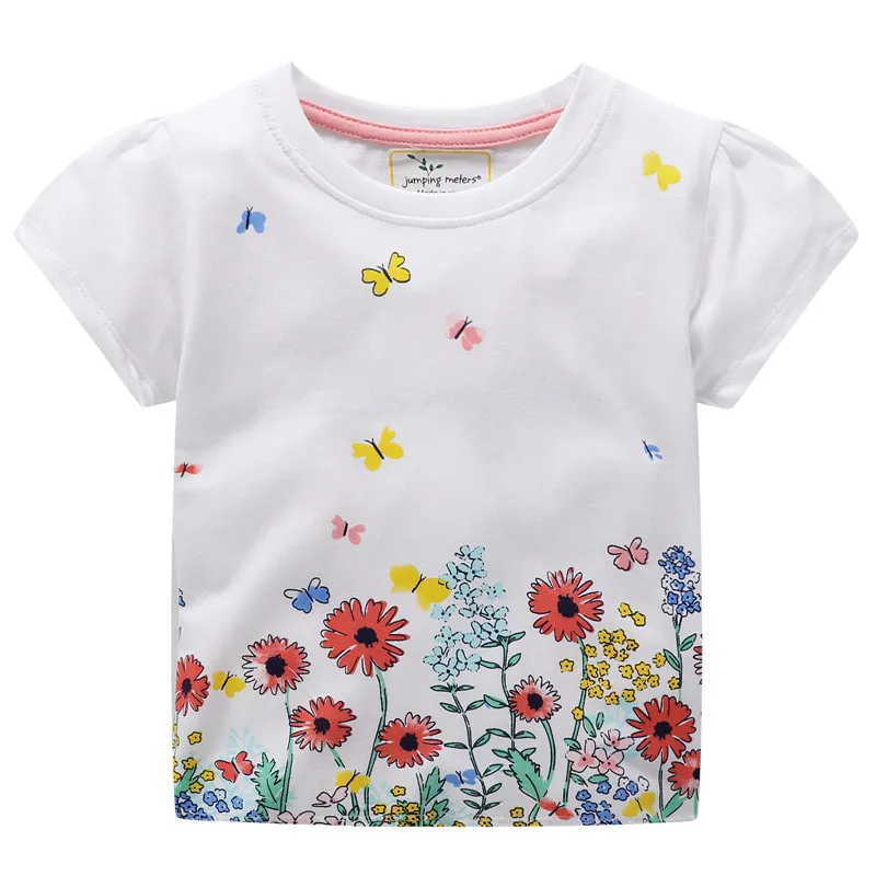 Jumping meter/футболки с аппликацией для девочек футболки для малышей с кроликом, лето г. Модная дизайнерская одежда для детей футболки хлопковые футболки с животными