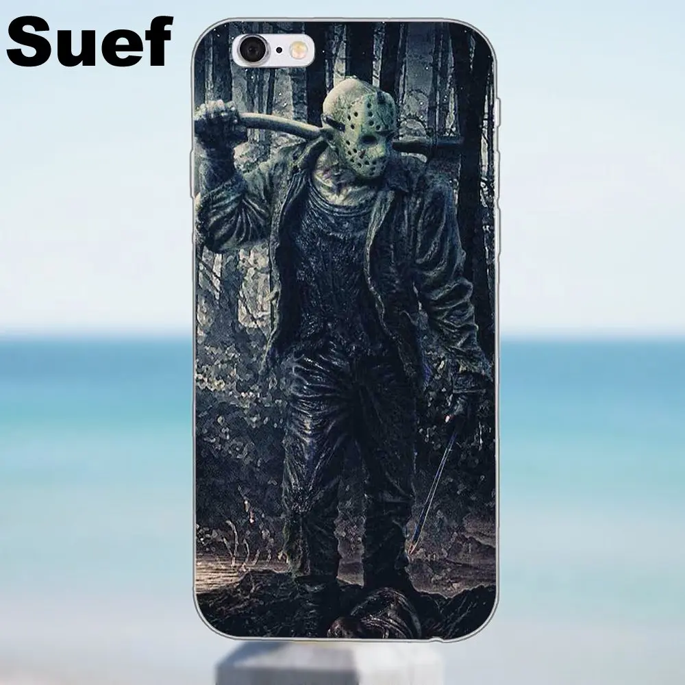 Мягкий Сотовый телефон Friday 13th Horror Jason для iPhone X 4 4S 5 5S 5C SE 6 6S 7 8 Plus Samsung Galaxy A3 A5 J1 J3 J5 J7