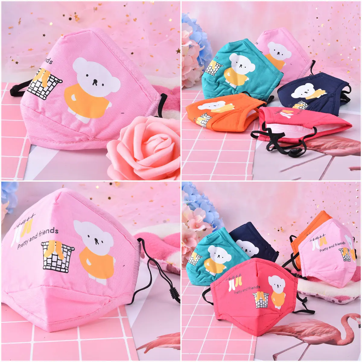 

Cartoon Bear Anti-dust Windproof Masks Disposable Mouth Mask Cute Cartoon Non-woven Mouth-muffle Flu Face Medical Mask