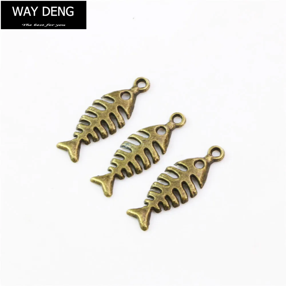 

Pack of 60 Vintage Bronze Metal Fish Bone Look Charm Dangle Earrings Necklaces Pendants Jewelry Crafts Accessories 26x9mm