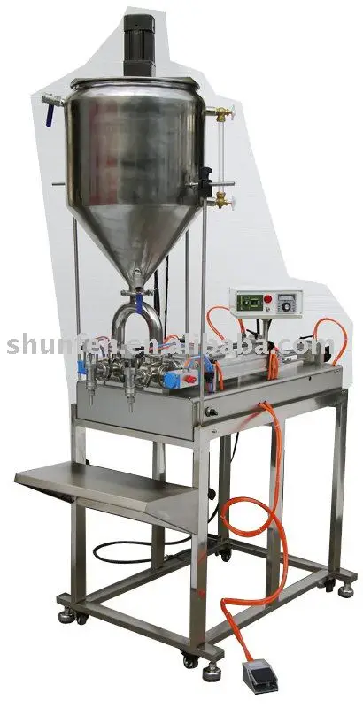 

Two-head Pneumatic Grease Filling Machine with Heater, Stirrer and Stand (heated butter dosing machine, mayonnaise doser)