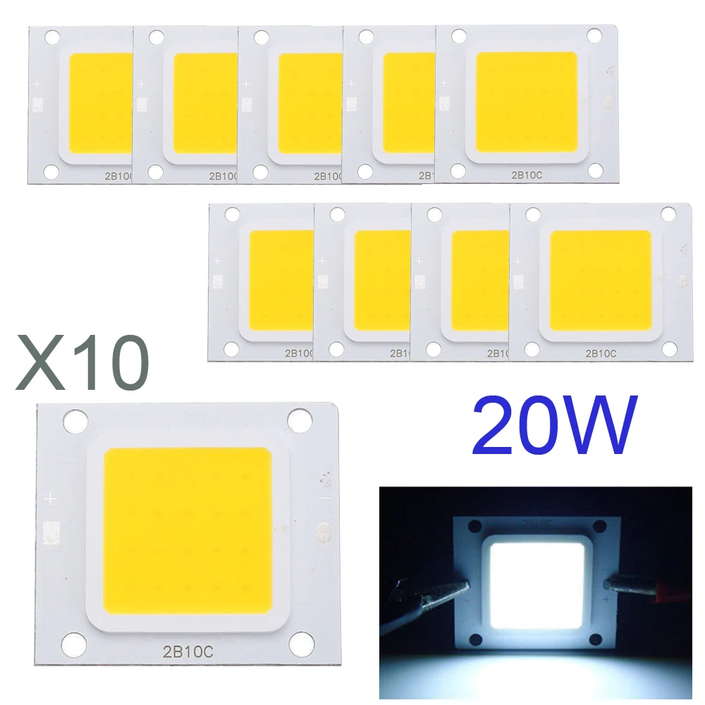 10X LED Chip 20W Lamp COB Cool White for Floodlight Light Bulb Beads High Power