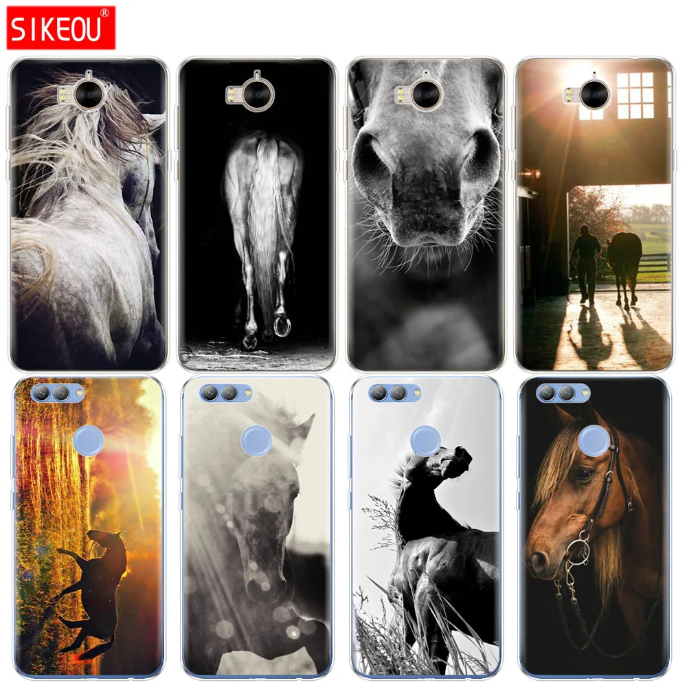 

Silicone phone Cover Case for huawei Y3 Y6 Y5 2 II 2017 nova 2s 2 LITE plus Sunset and horse