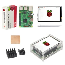UK Original Raspberry Pi 3 Model B Board + 3.5 inch LCD TFT Touchscreen + Touch Pen + Acrylic Case + Heat sink for RPI3 Pi3
