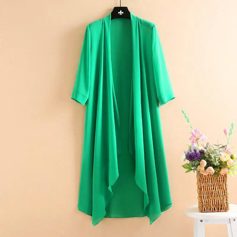 

New 2019 Summer Women Chiffon Long Cardigan Casual Plus Size 4xl Black Thin Outerwear Womens Lace Coats Casaco Feminino