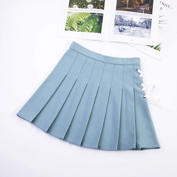 

New Summer Skirts Women Harajuku Candy Pleated Skirts Loose Stretch Skirts Cotton Vintage Drawstring Solid Color Skirts Female