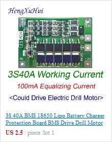 3S 20A литий-ионный аккумулятор Щит защиты печатной платы BMS может приводить дрель(стандартная версия