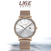 LIGE Women Watches Top Luxury Brand Quartz Watch Lady Fashion Luminous Clock Waterproof Date Girl Wristwatch Gift for Wife 2019
