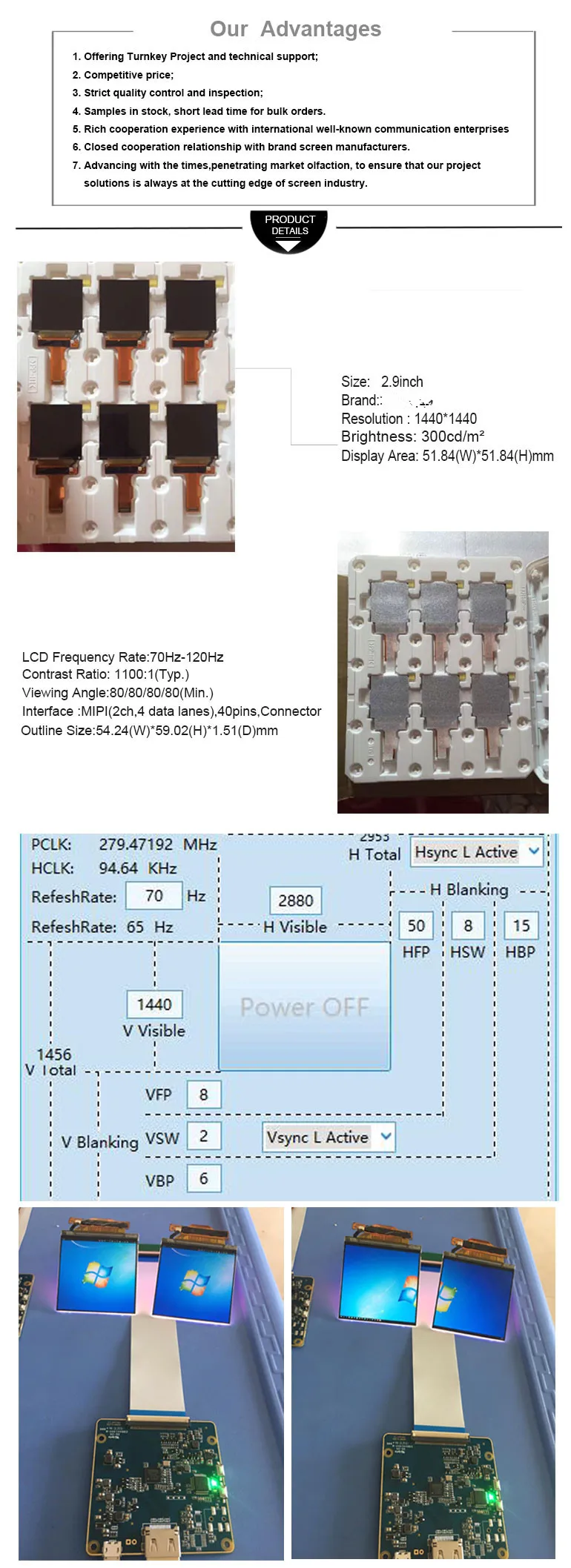 2,9 дюймовый двухэкранный ЖК-дисплей LS029B3SX02 HDMI интерфейс 1440*1440 с плата управляющего драйвера для VR AR