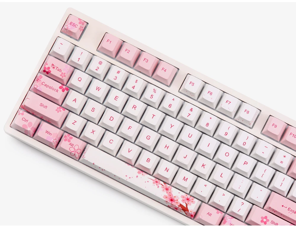 Sakura keycaps пять поверхностных сублимационных вишневых профилей 126/64 клавиш для GK64 TADA68 mx механическая клавиатура