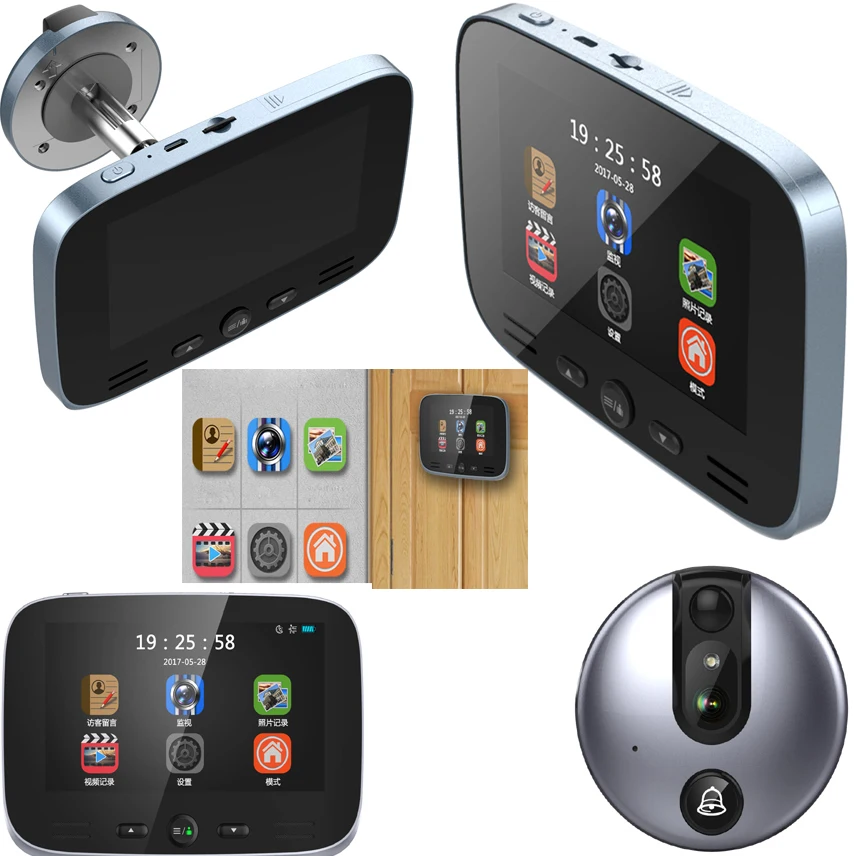 

4.3 Inch Smart Door Viewer HD Digital Peephole Camera LED Night Vision Motion Detect 160 Wide Angle View Music Doorbell