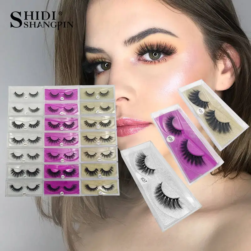 SHIDISHANGPIN 1Box 3D Mink Eyelashes Natural Long Mink False Lashes Hand Made 3D False Eyelashes Fluffy