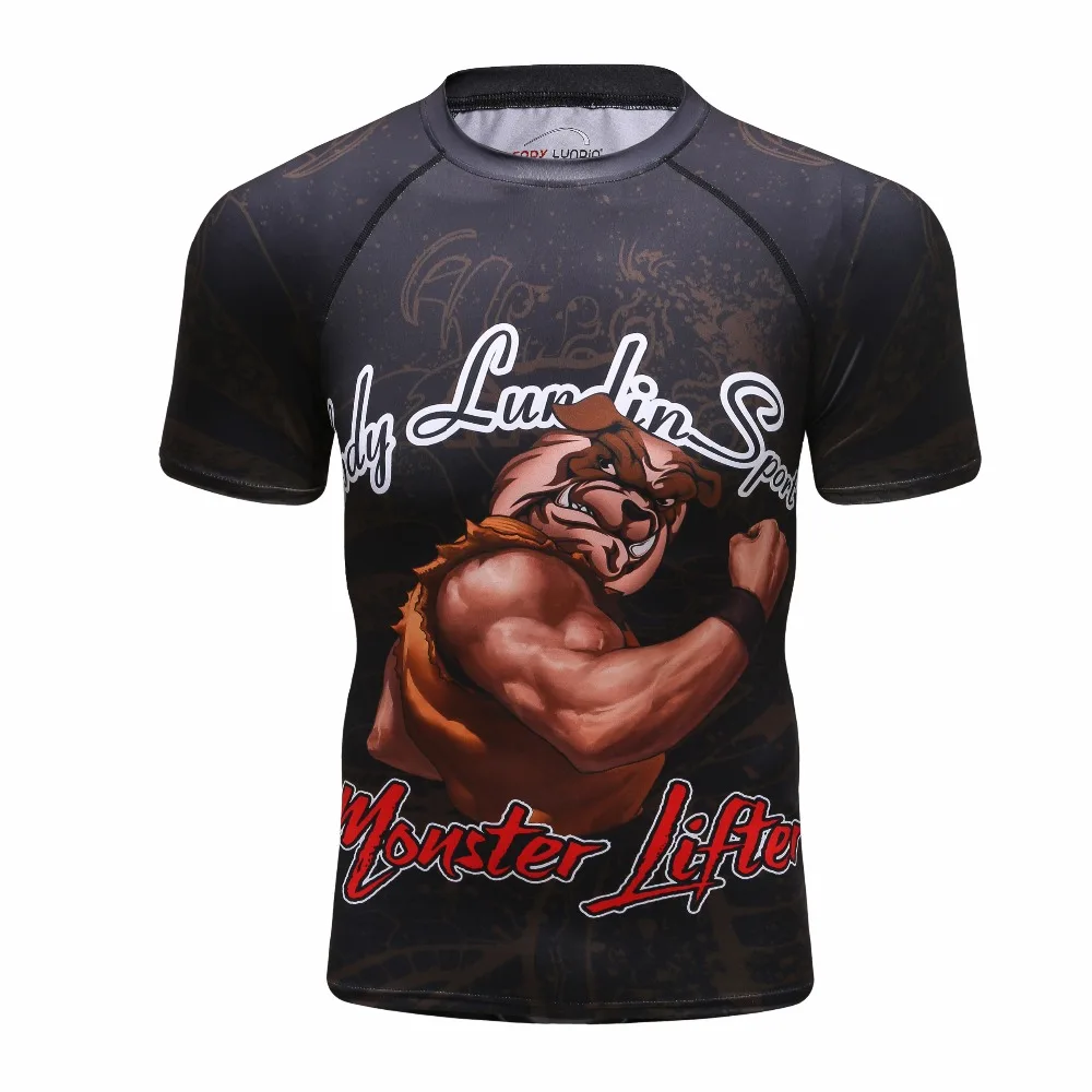 Новинка 2018 компрессионная рубашка Rashguard с коротким рукавом 3D принт BJJ Jiu футболка