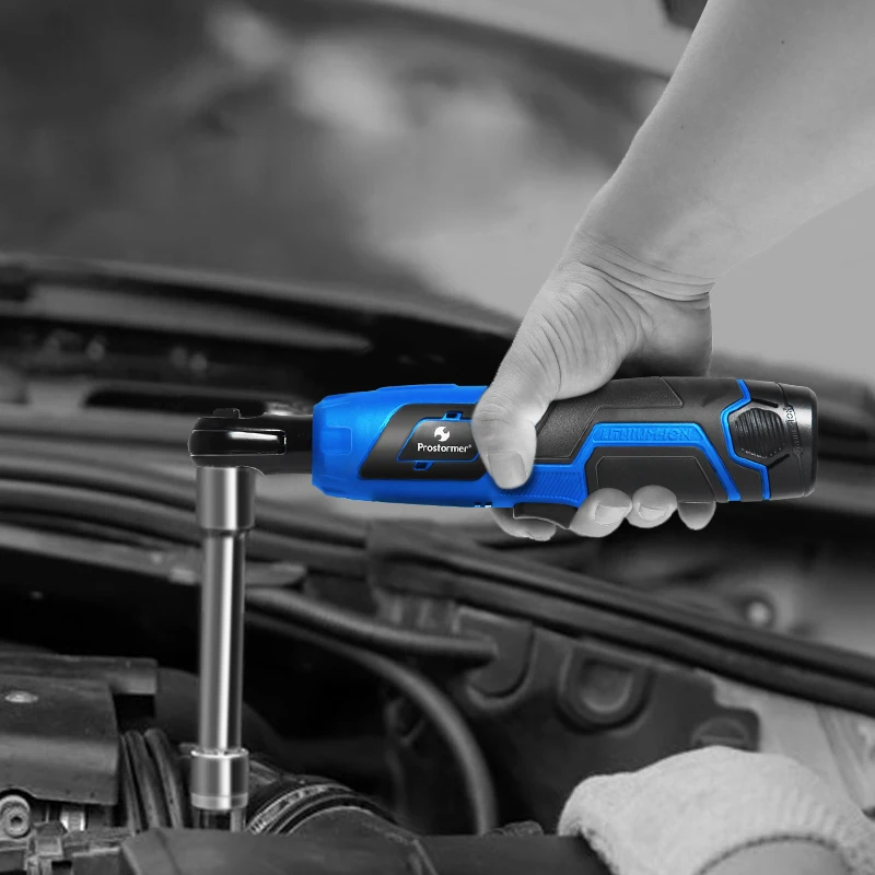 PROSTORMER 12V Electric Wrench Kit 3/8 Cordless Ratchet Wrench Rechargeable Scaffolding 40NM Torque Ratchet With Sockets Tools