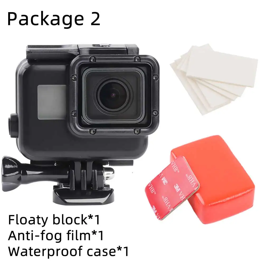 Подводный водонепроницаемый чехол для GoPro Hero 8 7 6 5 Black Go Pro Hero 7 камера дайвинг корпус крепление для GoPro аксессуар - Цвет: package 2