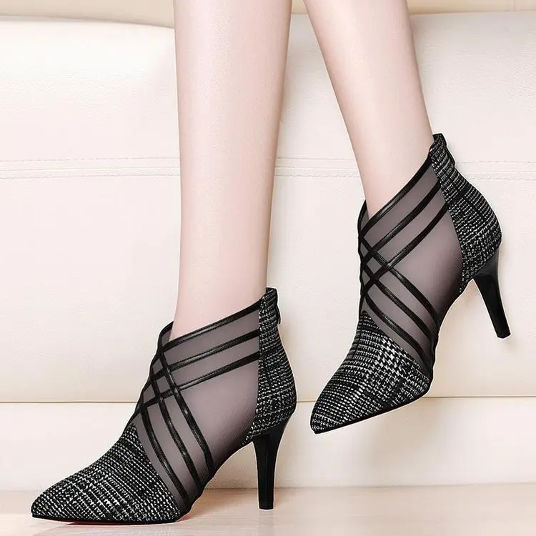 Г. Летняя женская обувь женские босоножки в полоску с вырезами пикантные босоножки на высоком каблуке 10 см с открытым носком на пятке черного цвета