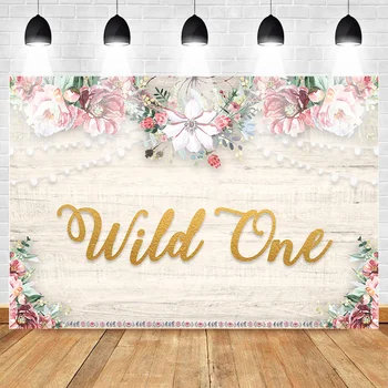 

Wild One Birthday Party Photo Background Floral Newborn Backdrop Dessert Cake Table Decorate Props Fantasy Banner Photographic
