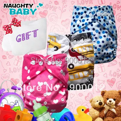 

Free Shipping Baby Diaper-Sell New Naughtybaby Minky Baby Infant Cloth Diaper Reusuable Nappy 6 Sets(6+6 inserts)+2 pcs gifts
