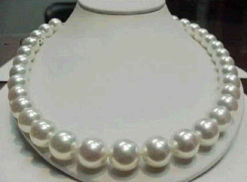 

Free Shipping >>HUGE AAA+12-13MM SOUTH SEA GENUINE WHITE PEARL NECKLACE 18"14K GOLD CLASP