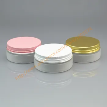 

50 grams clear frosted PET Jar,50g clear frosted Cream Cans with gold/pink/white Aluminum Cap, Cream Jar Cosmetic Packaging