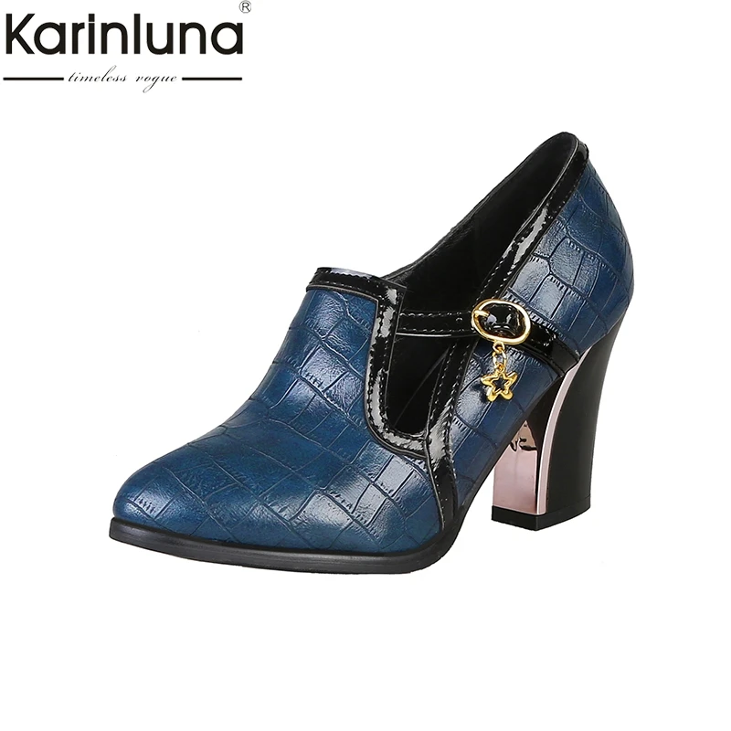 Женские туфли лодочки на массивном каблуке Karinluna офисные для вечерние модель